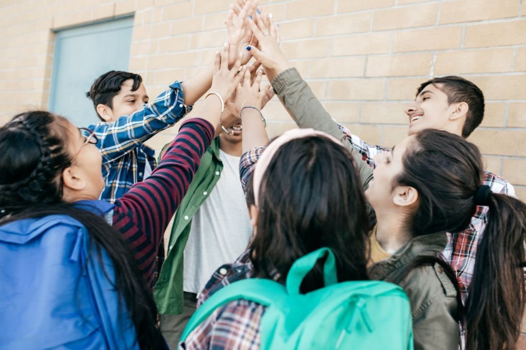 Students being happy together